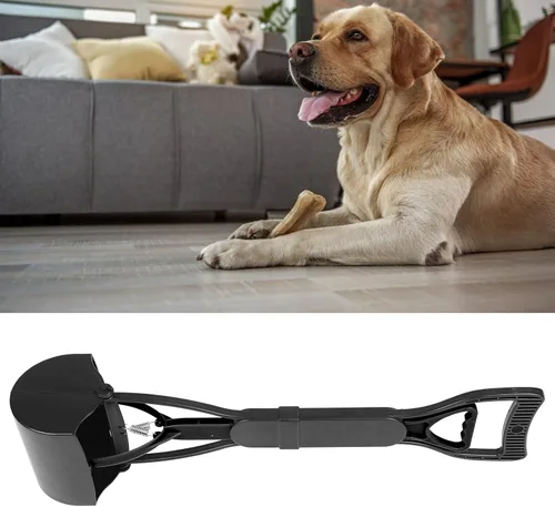 Vista 2 de Cuchara para perros con mango largo de 23.6 in con mango largo para recoger estiércol de mascotas con mango largo (negro)
