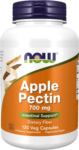 NOW Foods Suplementos, Pectina de Manzana 700 mg, Fibra Dietética, Apoyo Intestinal*, 120 Cápsulas Vegetales