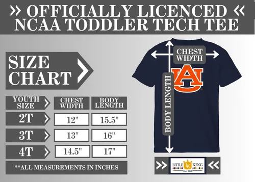 Vista 3 de Little King Camiseta de la NCAA para niños y niñas, tallas 2T 3T 4T