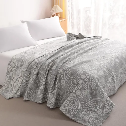 Vista 32 de NTBAY - Cobija de muselina y algodón en 3 capas de 68 x 92 pulgadas, tamaño individual, térmica, súper suave, transpirable, colcha teñida en hilo