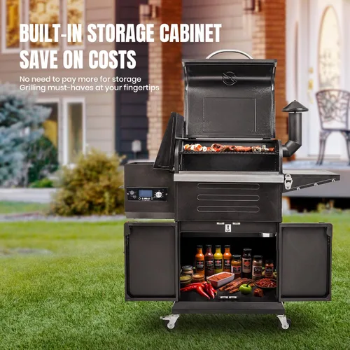 Vista 4 de Z GRILLS Parrilla de pellets de madera y ahumador 8 en 1 con control automático de temperatura, sondas de carne, 572 pulgadas cuadradas de área