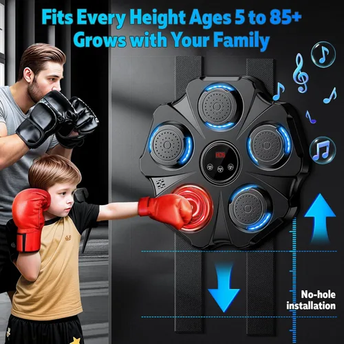 Vista 2 de 2025 Máquina de Boxeo con Música Mejorada - Entrenador de Punching Interactivo, Objetivo de Boxeo Electrónico de Gran Tamaño Montado en la Pared