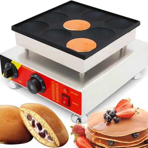 Máquina para hacer panqueques eléctrica comercial con 9 agujeros de 3.15 pulgadas, para panqueques holandeses, panadero, waffle, muffins, dorayaki,