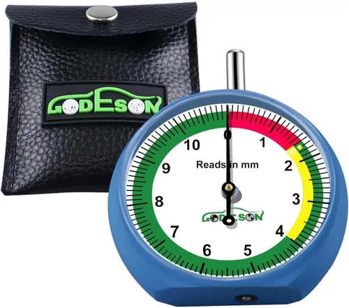 Vista 12 de Godeson 88703 Medidor de Profundidad del Dibujo de Llantas de Tipo Dial Profesional para Motocicleta, Coche, Camión y Autobús