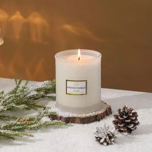 Vista 4 de Velas grandes de invierno, vela de bálsamo y cedro, velas grandes de 19 onzas para decoración del hogar de invierno, regalos de Navidad