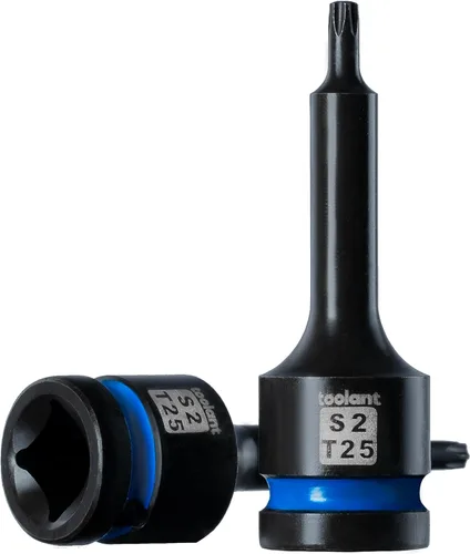 Vista 17 de toolant Juego de enchufes de brocas Torx T20 de impacto 2 piezas, 1/2" de acero S2, enchufes de estrella de accionamiento neumático de alto impacto