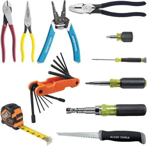Klein Tools 80089 Kit de Destornillador Multi-Bit y Alicates, Fabricado en Estados Unidos, con Pelacables, Cinta Métrica y Accesorios para