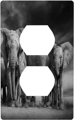 Vista 64 de Placa de interruptor de luz de elefante indio de 1 banda, placa de pared basculante individual, placa decorativa eléctrica GFCI para decoración