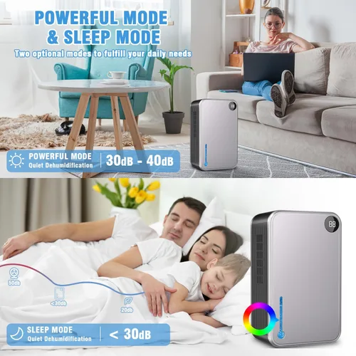 Vista 5 de Deshumidificador, deshumidificadores pequeños Scozza para habitación del hogar, silencioso con apagado automático, deshumidificadores