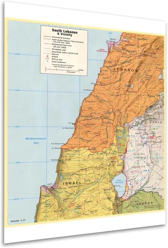 Vista 5 de Líbano, Israel, Siria, Altos del Golán - Mapa de la Agencia Central de Inteligencia de la CIA - 24 x 36 pulgadas