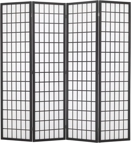 FDW Divisor de habitación de 4 paneles orientales Shoji de 6 pies, divisor de privacidad plegable de pared, pantalla de partición portátil