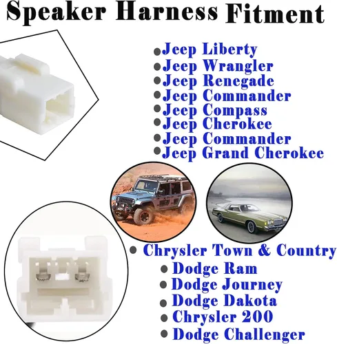 Vista 3 de 72-6514 Adaptador de arnés de altavoz compatible con Jeep Wrangler Chrysler Town & Country Adaptador de arnés de cable de altavoz compatible