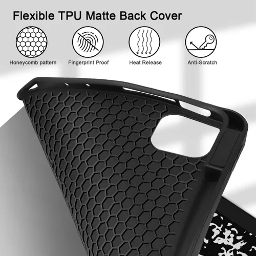 Vista 4 de Tuiklol Funda para iPad Pro de 12.9 pulgadas de 6ª/5ª/4ª/3ª/3ª generación 2022 2021 2020 2018 - Soporte para lápiz integrado, cubierta trasera