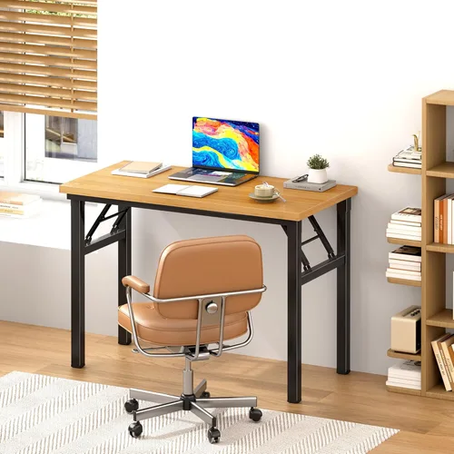 Vista 114 de DlandHome Escritorio plegable pequeño de 31.5 pulgadas, escritorio de computadora para oficina en casa, mesa plegable para espacios pequeños,