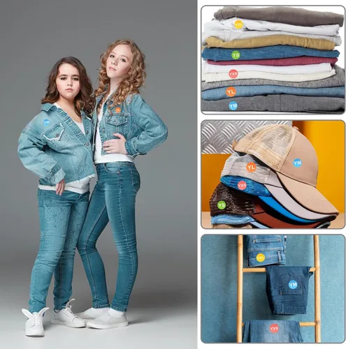 Vista 6 de 2500 calcomanías de tamaño de ropa juvenil, etiquetas de tamaño de ropa, etiquetas de tamaño circular de 0.9 pulgadas, etiquetas adhesivas redondas