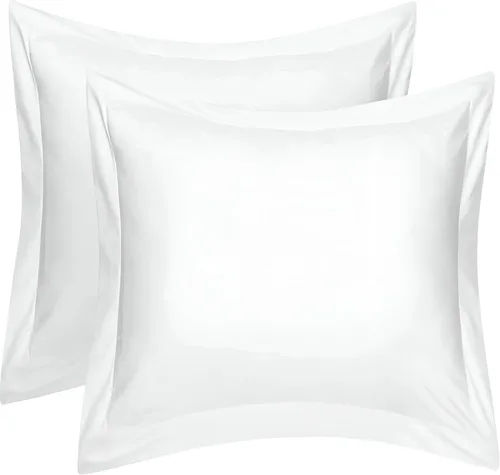 Vista 29 de Juego de 2 fundas de almohada de 600 hilos, suaves, 100% algodón egipcio, cuadrado europeo de 26 x 26 pulgadas, decorativas, fundas de almohada Negro