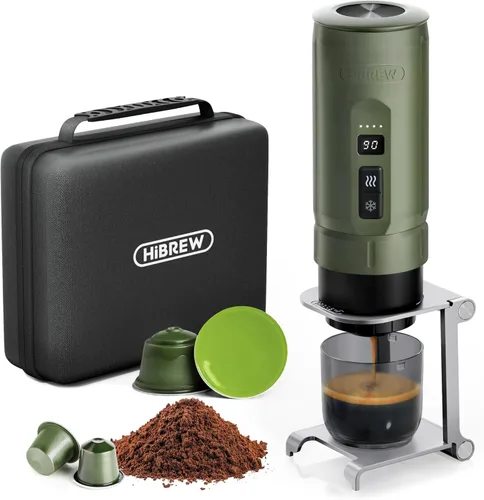 Vista 10 de HIBREW H4C Classic - Cafetera eléctrica portátil para café expreso, recargable por USB-C para cápsulas de café y café molido, compacta para el hogar