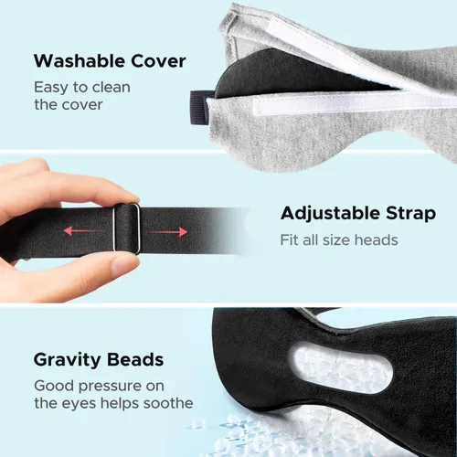 Vista 7 de Ezona Máscara Térmica para Ojos, Máscara de Compresa Tibia para Ojos para Ojos Secos, Almohadilla Térmica Eléctrica USB para Ojos con Control