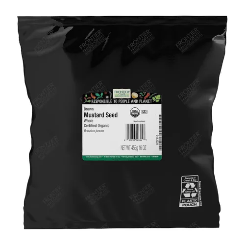 Frontier Bulk - Semilla de mostaza orgánica certificada entera, marrón, 1 libra