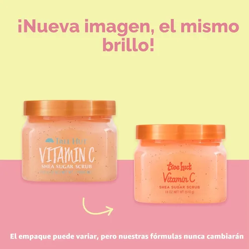 Vista 2 de Tree Hut Vitamin C - Exfoliante de azúcar de karité, 18 onzas, exfoliante ultra hidratante para nutrir, esencial para el cuidado corporal