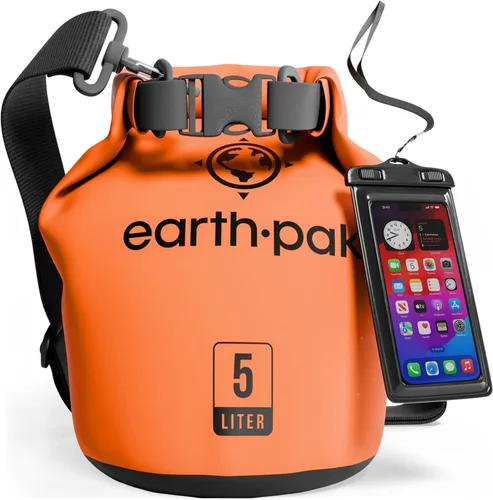Vista 65 de Earth Pak Bolsa Seca Impermeable - Mochila Impermeable de Cierre Enrollable Superior Mantiene el Equipo Seco para Kayak con Funda Impermeable