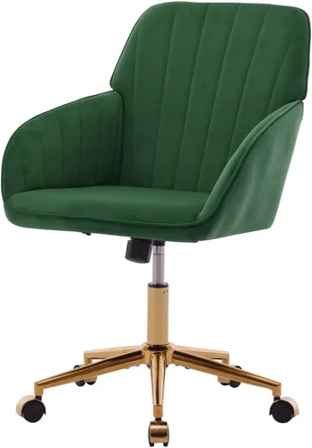 Vista 14 de Velvet Office Chair with Gold Base, Ergonomic Height Adjustable Swivel Desk Chair for Home Office (Baby Blue)