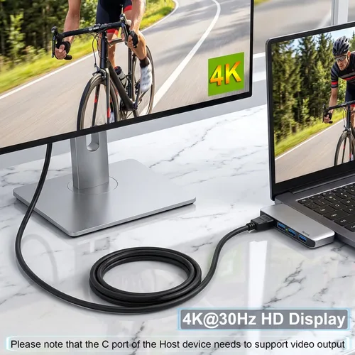 Vista 4 de Hub USB C HDMI 4 en 1 para MacBook, adaptador multipuerto USB C a HDMI con 4K HDMI, 3 puertos USB 3.0, concentrador USB C para MacBook Pro (2016+)