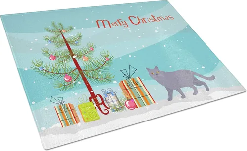 Vista 115 de Caroline's Treasures CK4739LCB Abyssinian Cat Merry Christmas Glass Cutting Board Large Decorative Tempered Glass Kitchen Cutting and Serving Board
