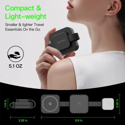 Vista 2 de Estación de carga inalámbrica plegable 3 en 1 para iPhone 16 Pro Max 2026 para cargador magnético MagSafe, soporte de viaje de 20 W carga múltiples