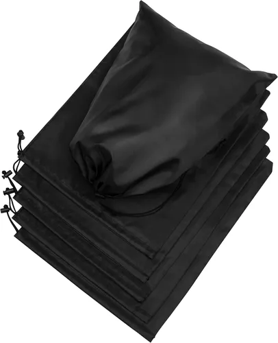 Vista 24 de Bolsa con cordón - Bolsa de nailon con cincha y bolsa de cosas con botón alargado, Gris