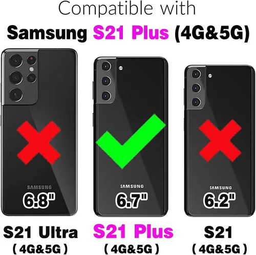 Vista 2 de Asuwish Funda para teléfono Samsung Galaxy S21 Plus Glaxay S21+ 5G con cremallera, protector de pantalla de vidrio templado y tarjetero con tapa
