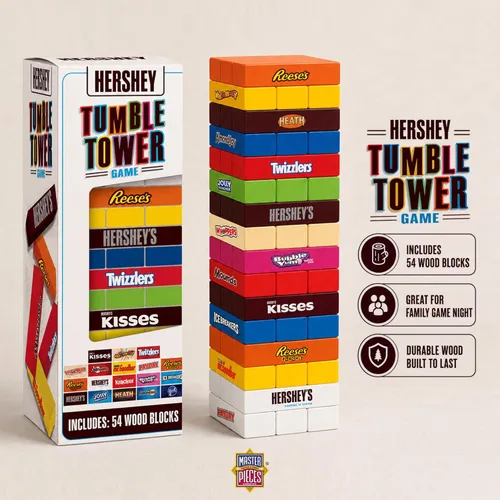 Vista 6 de MasterPieces Family Games – Hershey's Wood Block Tumble Tower – Producto