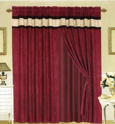 Vista 2 de Juego de edredón de 7 piezas tamaño King Juego de ropa de cama de microgamuza marrón burdeos negro Cama de lujo en una bolsa tamaño King con 2
