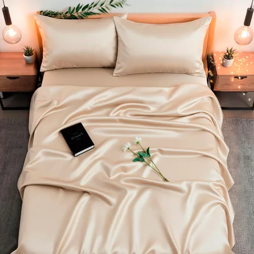 Vista 10 de Colorado Home Co SUNDAYSILKS Sábanas de seda de morera Juego de 4 piezas Queen Ropa de cama natural Suave y duradera Seda real orgánica