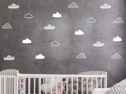 Vista 3 de Calcomanías de pared de nube, decoración de pared para habitación de los niños, calcomanías de pared de nube, calcomanías de vinilo para bebés