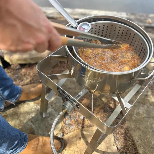 Vista 2 de Bayou Classic 1101 - Olla de acero inoxidable de 10 cuartos de galón, perfecta para freír pescado, camarones, pollo, papas fritas, incluye cesta