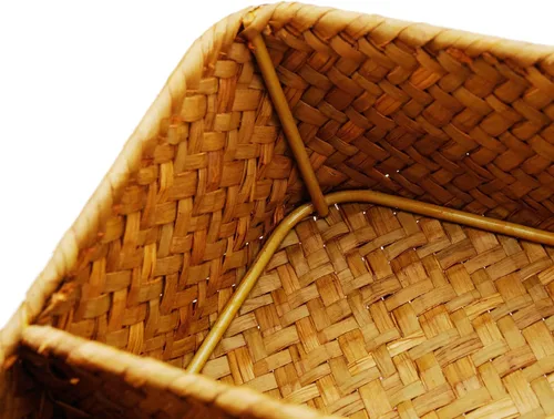 Vista 4 de DECRAFTS Cesta de almacenamiento de pastos marinos con compartimentos, bandeja para utensilios para organización, cubiertos, cestas rectangulares