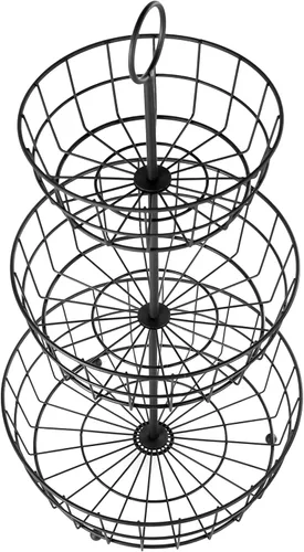 Vista 7 de Soporte de cesta de frutas de granja de 2 niveles, estante de almacenamiento de encimera de frutas y verduras, multifuncional, desmontable, soporte