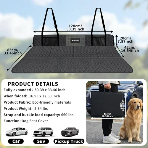 Vista 2 de Placa de extensión de asiento trasero de automóvil, extensor plegable de asientos traseros para dormir, aumenta el maletero de viaje y el espacio