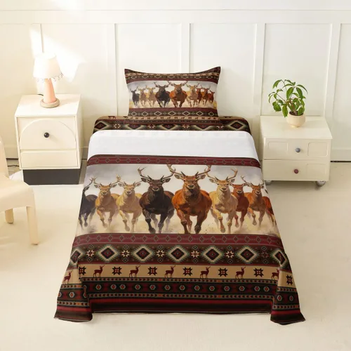 Vista 14 de Erosebridal Western Aztec Sheets Twin Brown Bull Skull Bed Sheets Set Southwestern Boho Sheet Set for Boys Girls Rustic Farmhouse Bed Sets 3Pcs