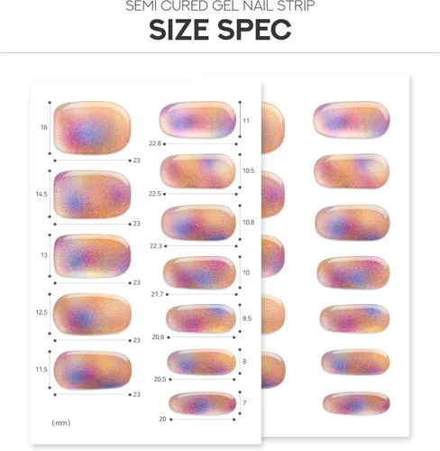 Vista 6 de ZINIPIN - Tiras de uñas de gel semicuradas Calcomanías de uñas de gel con lámpara UV Envolturas de gel para uñas Tiras de uñas de gel semicuradas