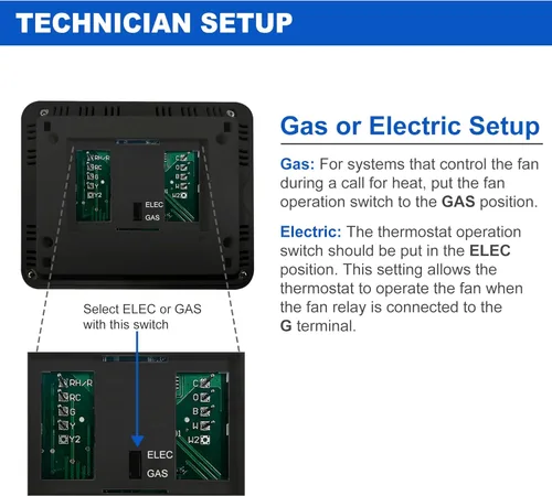 Vista 5 de ELECTECK Termostato digital no programable para el hogar, hasta 1 calor/1 frío con pantalla LCD grande, compatible con sistema eléctrico de una sola