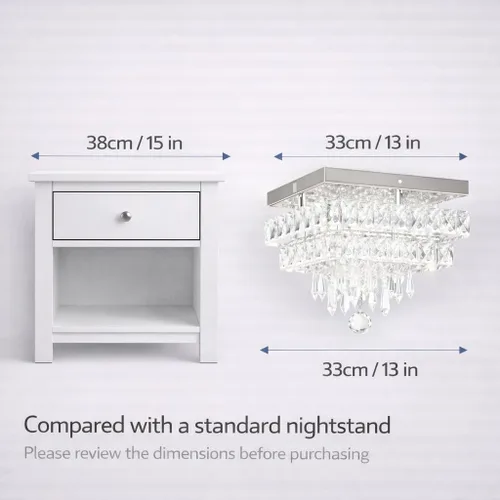 Vista 2 de Finktonglan Lámpara de techo LED cuadrada de cristal de 13 pulgadas, candelabros modernos con cristal multicapa, luces de techo empotradas