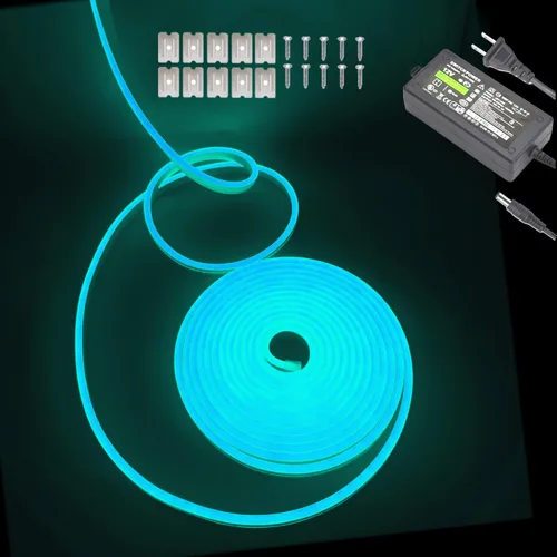 Vista 8 de Blue Neon LED Strip Light, 16.4ft/5M Flexible Rope Light - 12V DC, 600 LEDs, Waterproof for Indoor & Outdoor Home Decor (Include Power Adapter)