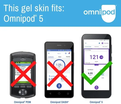 Vista 3 de Sugar Medical Omnipod 5 - Funda de gel con recorte Dexcom G7 Funda protectora PDM Protege Omnipod 5 Cuidado de la diabetes (purpurina morada)
