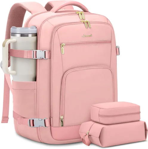 Vista 14 de LOVEVOOK Mochila de viaje para mujer y hombre, Beige, Mochilas de viaje