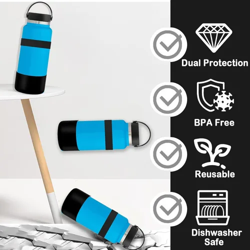 Vista 2 de Greant Funda protectora doble para botella de agua compatible con Hydro Flask, funda flexible de silicona compatible con funda Hydroflask, funda