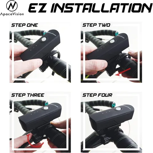 Vista 7 de Apace Vision XPRO-LUME - Luces de bicicleta recargables por USB, potentes 500 lúmenes, luz delantera de bicicleta - Super brillante IPX5 impermeable