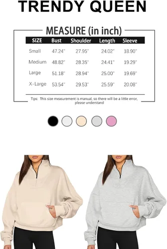 Vista 6 de Trendy Queen Sudaderas con media cremallera para mujer, sudaderas con capucha de gran tamaño, suéteres de otoño 2023 Y2K ropa de invierno