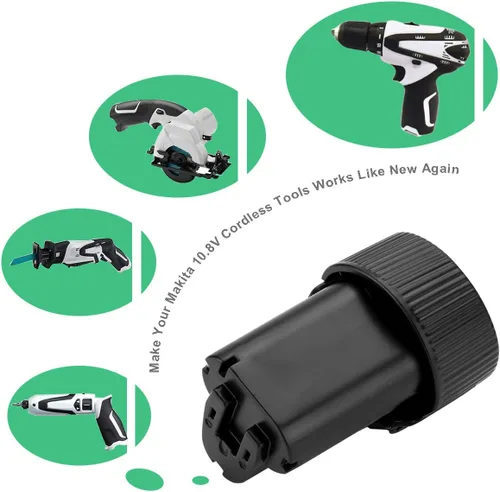 Vista 5 de Shentec Paquete de 2 baterías de 10.8 V 3000 mAh compatibles con Makita BL1013